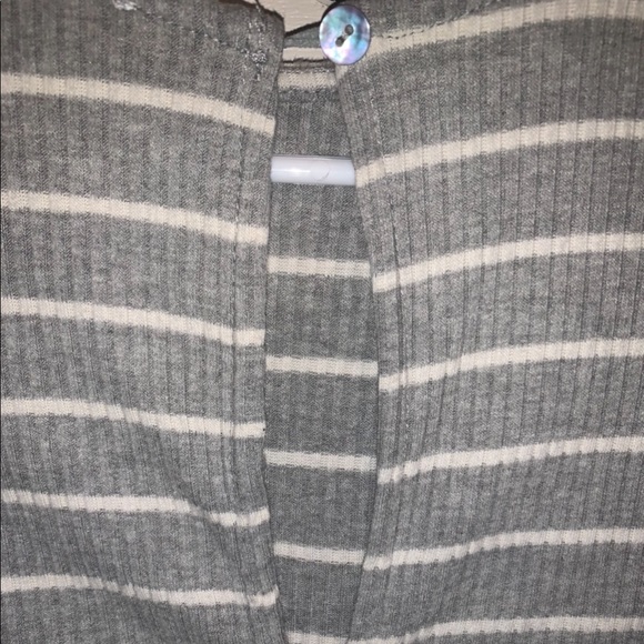 Pink Lily- Grey and White Striped Romper - Picture 8 of 9